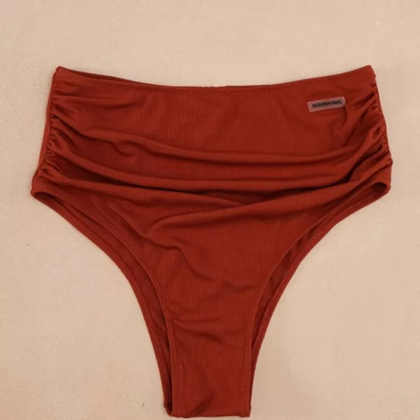 GIGI-Μαγιό Slip Ριπ Ψηλόμεσο Plus Size - Κάμελ