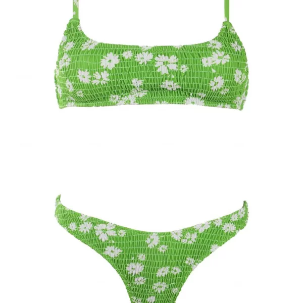 GIGI-Μαγιό Σετ Μπικίνι Γκοφρέ με Μπουστάκι - Λαχανί