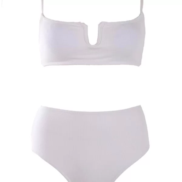 GIGI-Μαγιό Σετ Μπικίνι Ριπ Μπουστάκι & Ψηλόμεσο - Λευκό
