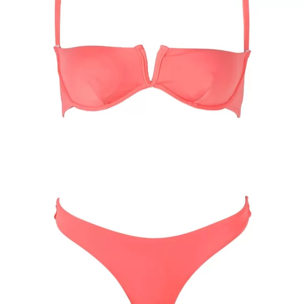 Luigi Μαγιό Σετ Μπικίνι με V και Μπανέλα - Ροζ