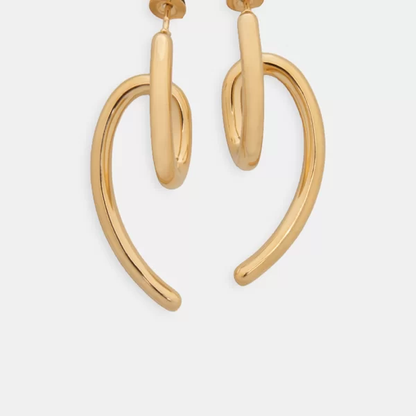 Σκουλαρίκια με Κυματιστό Σχέδιο - Χρυσό