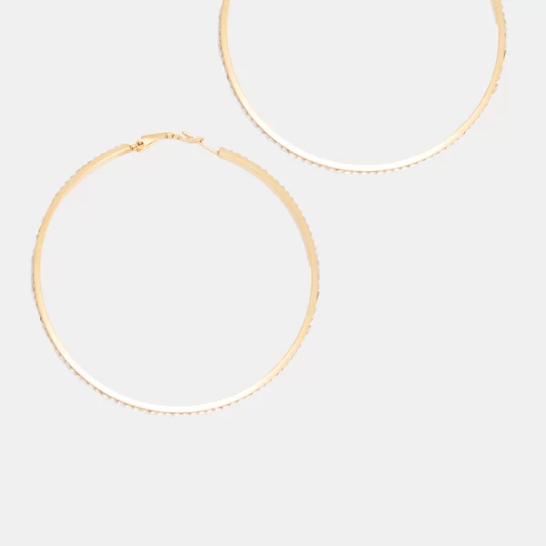 Σκουλαρίκια Κρίκοι με Strass - Χρυσό