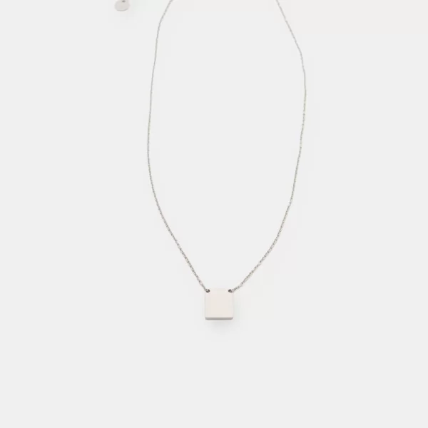 Κολιέ με Τετράγωνο Κρεμαστό - Ασημί