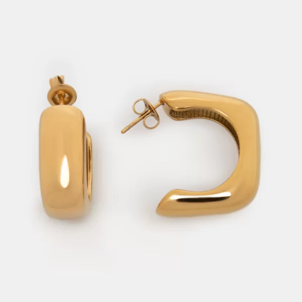 Σκουλαρίκια Κρικάκια Τετράγωνα - Χρυσό