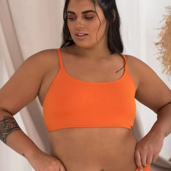 Μαγιό Τοπ Ριπ Plus Size - Πορτοκαλί