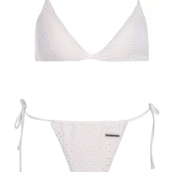 GIGI-Μαγιό Σετ Μπικίνι Κιπούρ ύφασμα Brazil - Λευκό