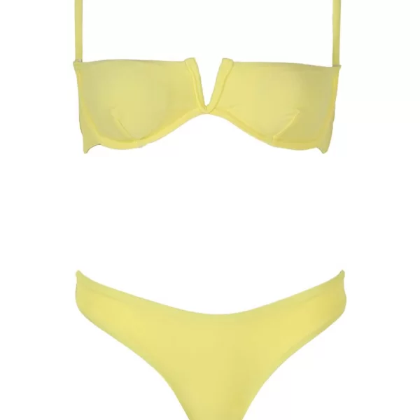 Μαγιό Σετ Μπικίνι με V και Μπανέλα - Λεμονί