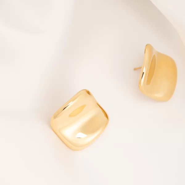 Σκουλαρίκια Τετράγωνα - Χρυσό