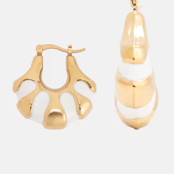 Σκουλαρίκια Κρίκοι - Λευκό