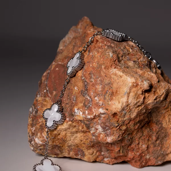 Βραχιόλι με Λουλούδια - Ασημί