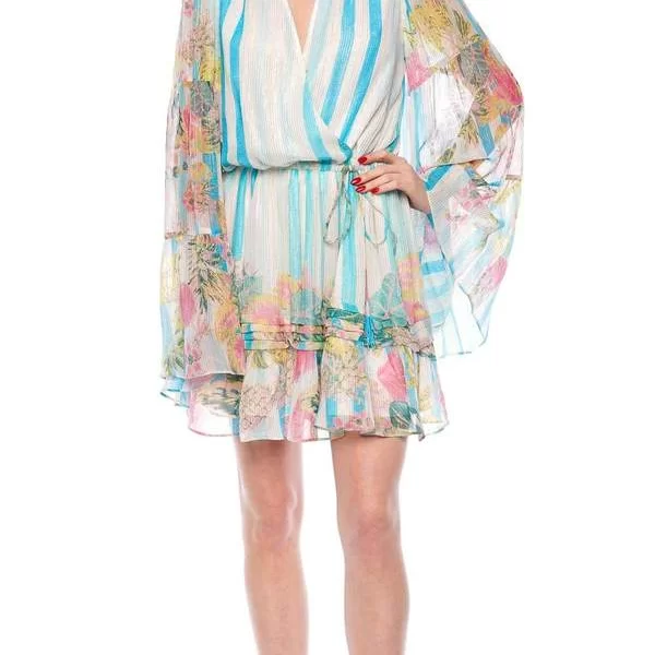 Rococo - Κοντό Φόρεμα Γυναικείο Lily-1747-Off White & Blue