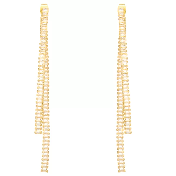 PerfectDress.gr σκουλαρίκια κρεμαστά με σειρές στρας ζιργκόν Glam 2 gold