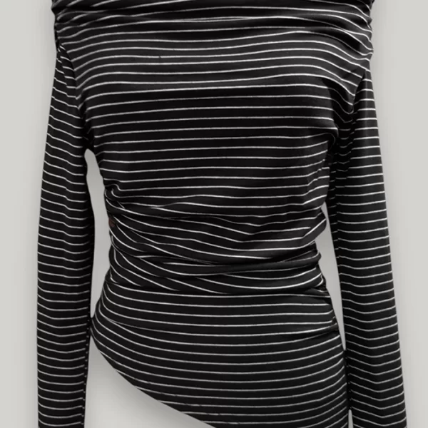 ριγέ πλεκτή ασύμμετρη μπλούζα Marina μαύρο