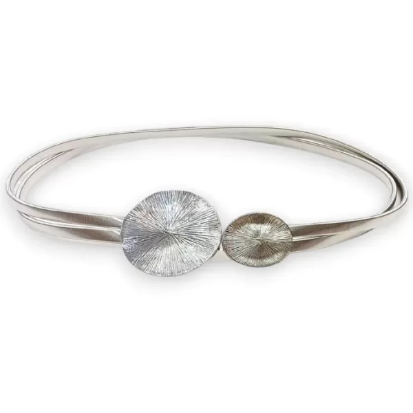 PerfectDress.gr ελαστική διπλή μεταλλική ζώνη Discs ασημί