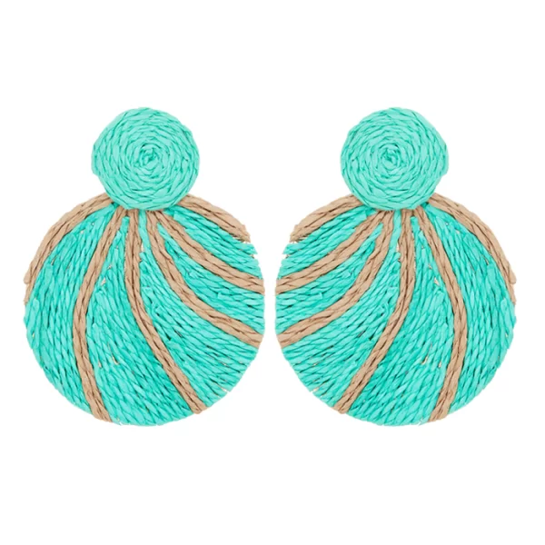 boho ψάθινα σκουλαρίκια Island τιρκουάζ