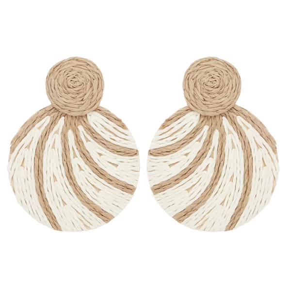 boho ψάθινα σκουλαρίκια Island λευκό