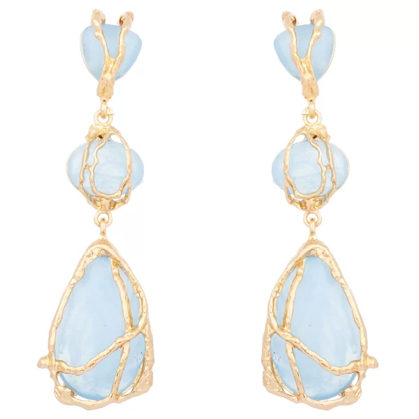 PerfectDress.gr boho luxe σκουλαρίκια μέταλλο Resin γαλάζιο