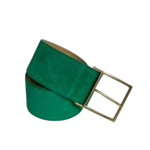 real leather suede ζώνη Basic σμαραγδί