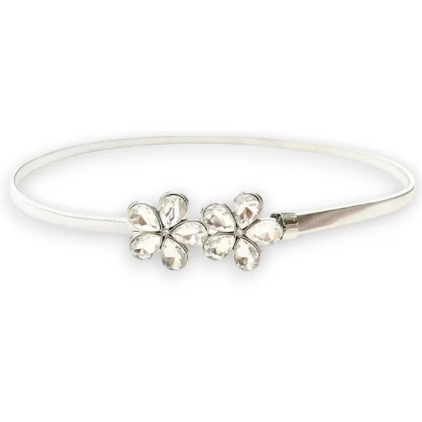 chic ελαστική μεταλλική ζώνη Flower crystal ασημί