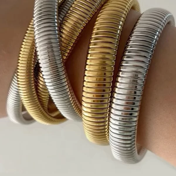 PerfectDress.gr βραχιόλι μεταλλικό τριπλό Spiral σε χρυσό