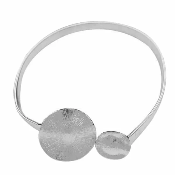 PerfectDress.gr double disc metal texture silver belt