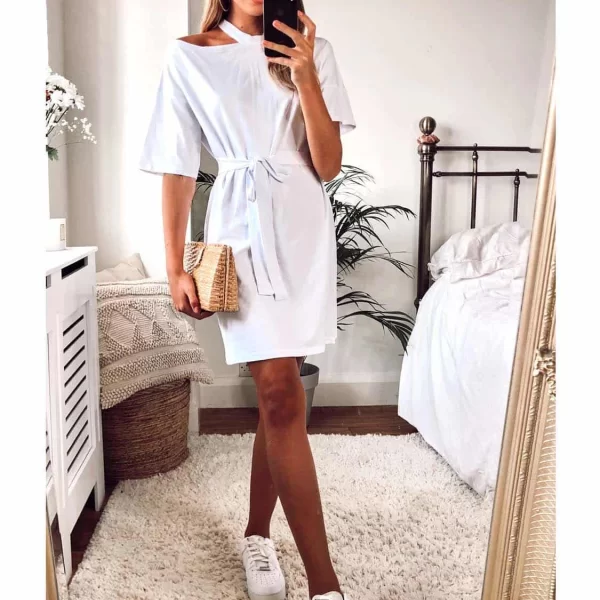 PerfectDress.gr one shoulder casual summer φόρεμα Melivia λευκό