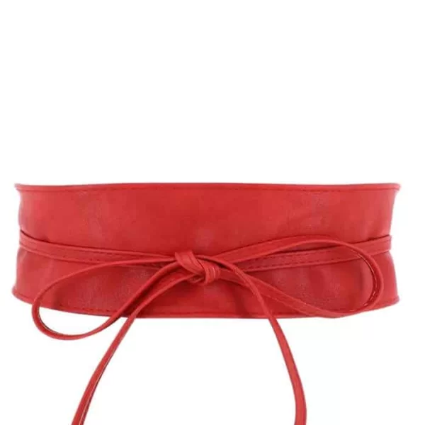 PerfectDress.gr japanese ζώνη Obi από δερματίνη σε κόκκινο