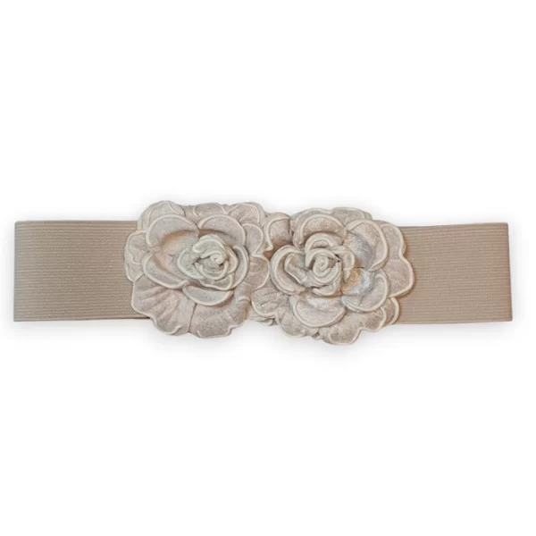 PerfectDress.gr vintage ελαστική ζώνη Double Flower μπεζ