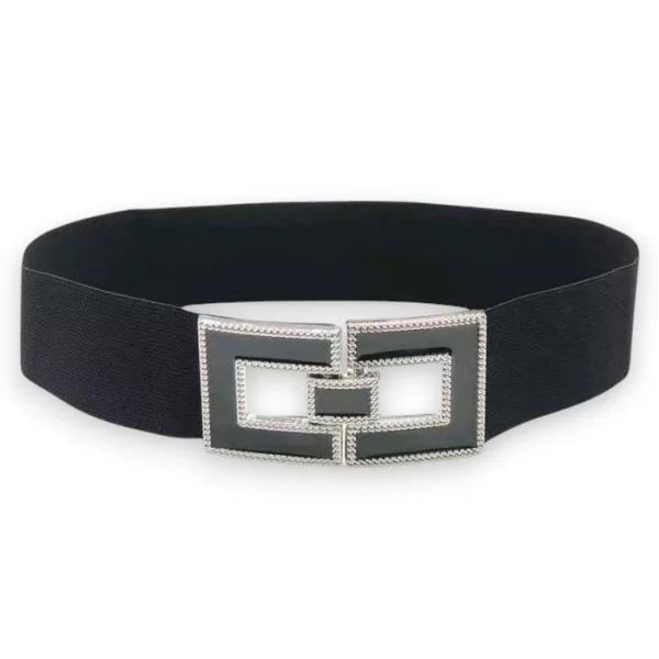 PerfectDress.gr vintage 70s φαρδιά ελαστική ζώνη Enamel black/silver