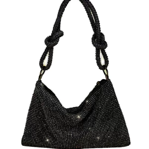 PerfectDress.gr βραδινό τσαντάκι strass Draped black