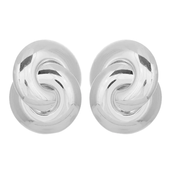 PerfectDress.gr σκουλαρίκια μεταλλικά με δύο κρίκους ενωμένους Snail ασημί