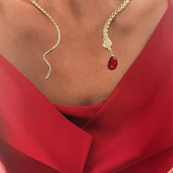 PerfectDress.gr vintage κολιέ τσόκερ μεταλλικό Snake