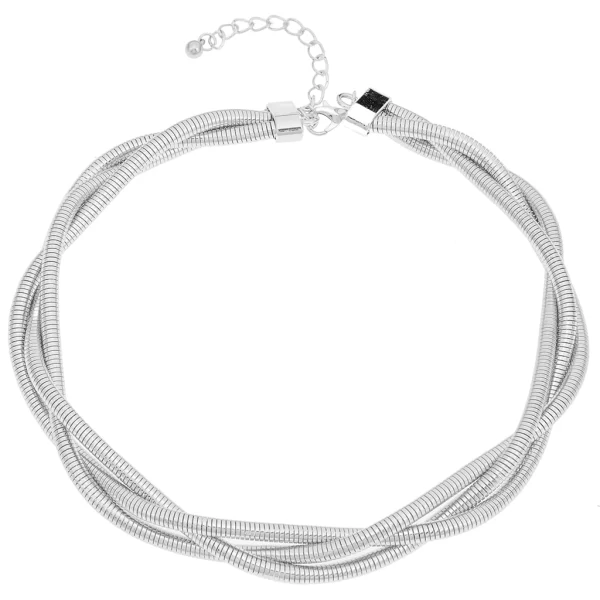 modern πλεκτό μεταλλικό κολιέ Spiral ασημί