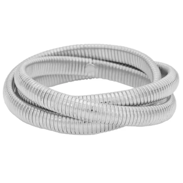 PerfectDress.gr βραχιόλι μεταλλικό τριπλό Spiral σε ασημί