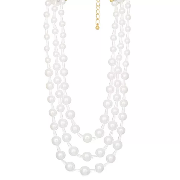 classic τριπλό κολιέ πέρλες κρύσταλλα