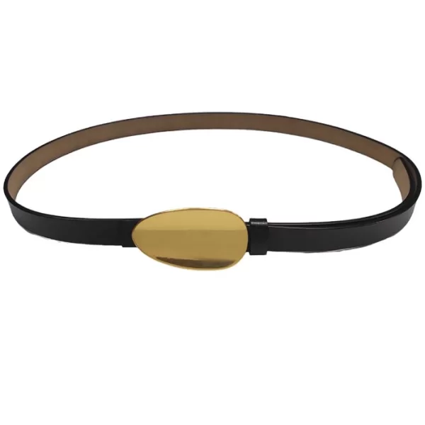 real leather ζώνη oval bronze black