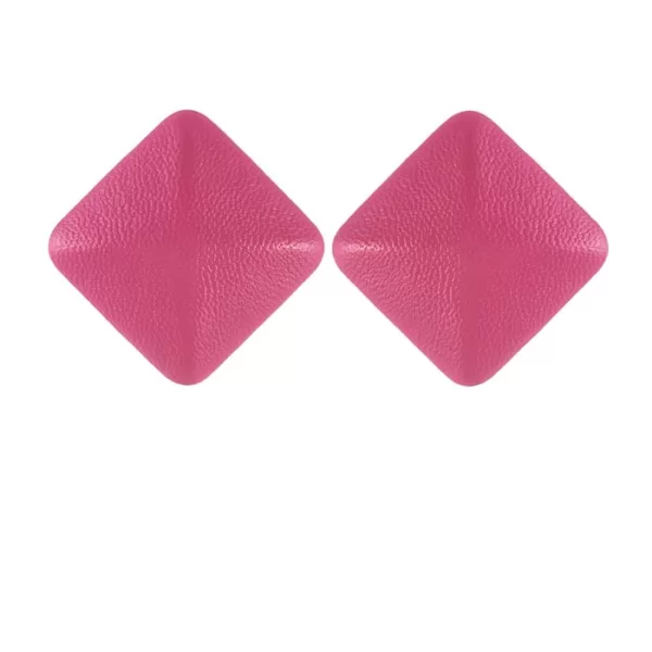 PerfectDress.gr retro 60s leatherette σκουλαρίκια ρόμβος φούξια