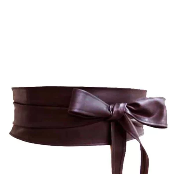 japanese ζώνη Obi από δερματίνη σε καφέ