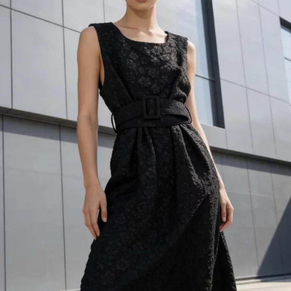 cocktail μπροκάρ φόρεμα Lucy μαύρο