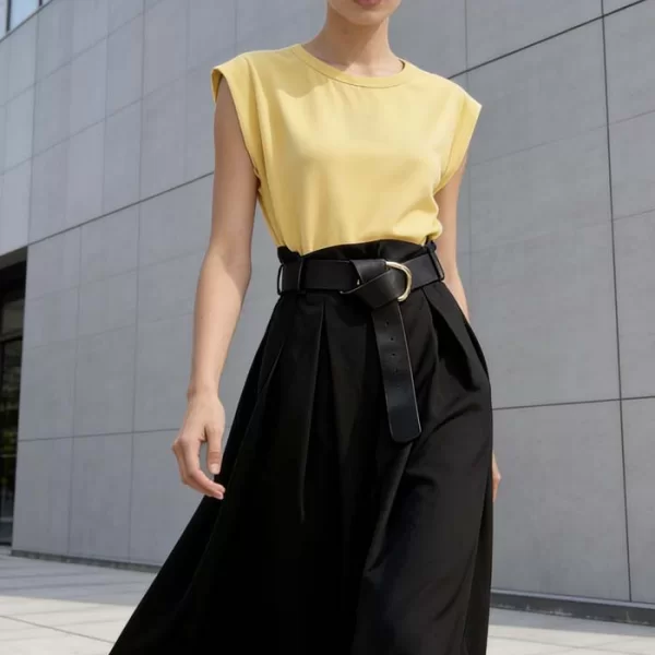 casual maxi φόρεμα ζώνη Doppio κίτρινο