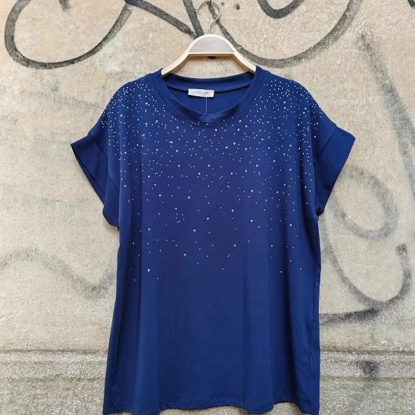 PerfectDress.gr Τ-shirt στρας Galaxy μπλε