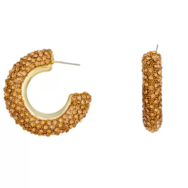 PerfectDress.gr σκουλαρίκια κρίκοι στρας Reign χρυσό