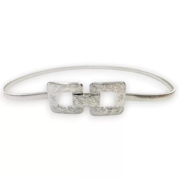 PerfectDress.gr ελαστική μεταλλική ζώνη Double square ασημί