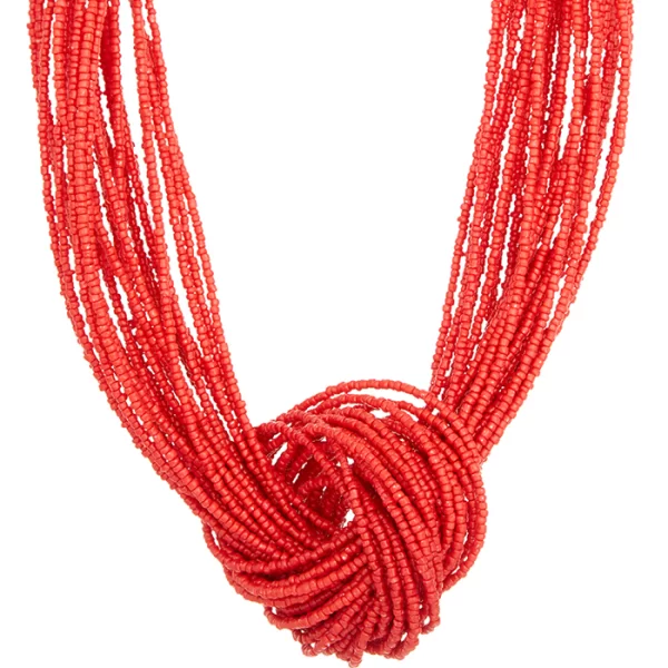 PerfectDress.gr bohemian κολιέ με κόμπο Massai κοραλί