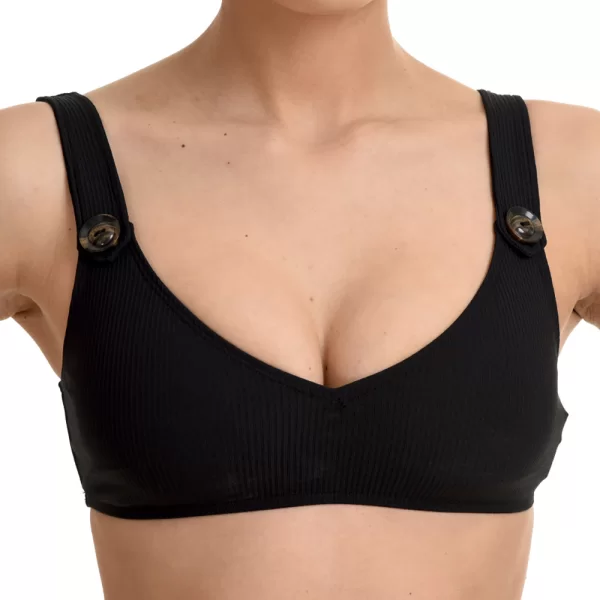 Blu4u Bikini Top Buttoned απο rib ύφασμα με κουμπιά- 2036600