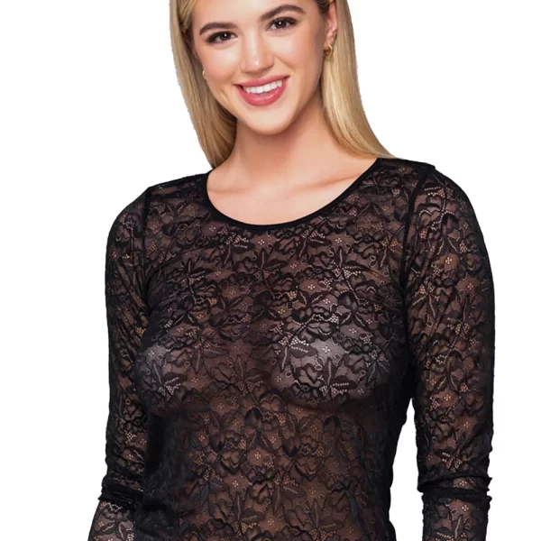 Luna Luna Γυναικεία δαντελωτή μπλούζα Micro Touch με μαρκύ μανίκι-84522