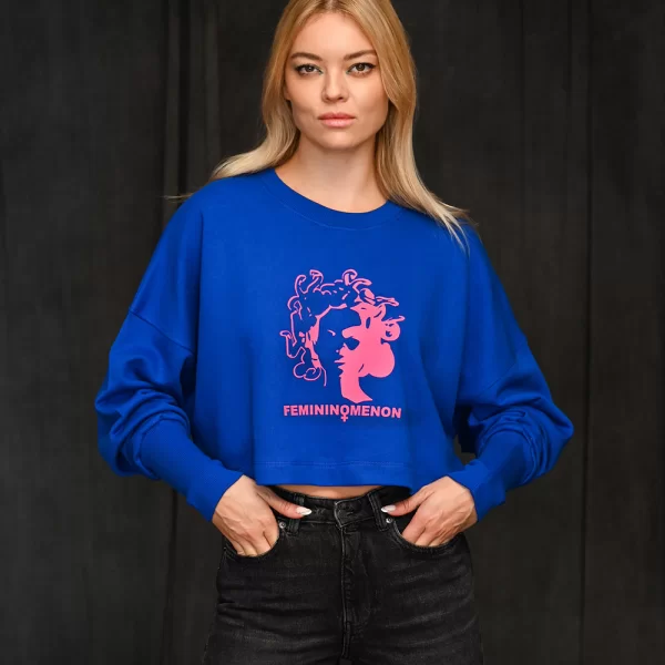 Femininomenon Crop Sweatshirt Μπλε
