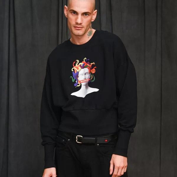 Misunderstood Crop with Waistband Sweatshirt Black