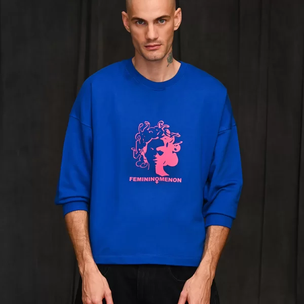 Femininomenon Long Crop Sweatshirt Μπλε