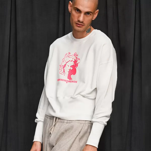 Femininomenon Crop with Waistband Sweatshirt Λευκό